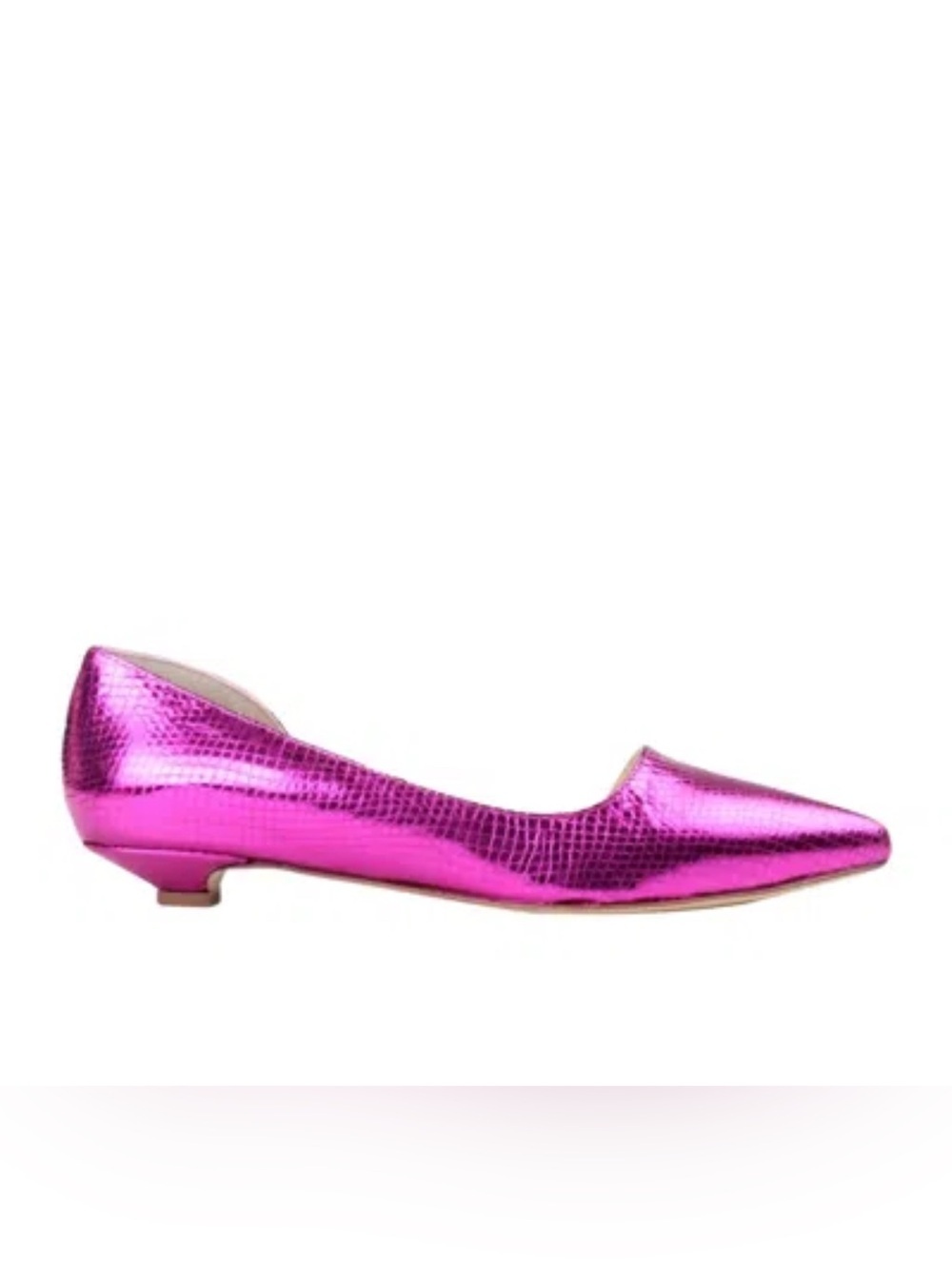L'arianna Metallic Leather Pink D’orsay Ballet Flats IT39 US 9 Italy Made Shoes